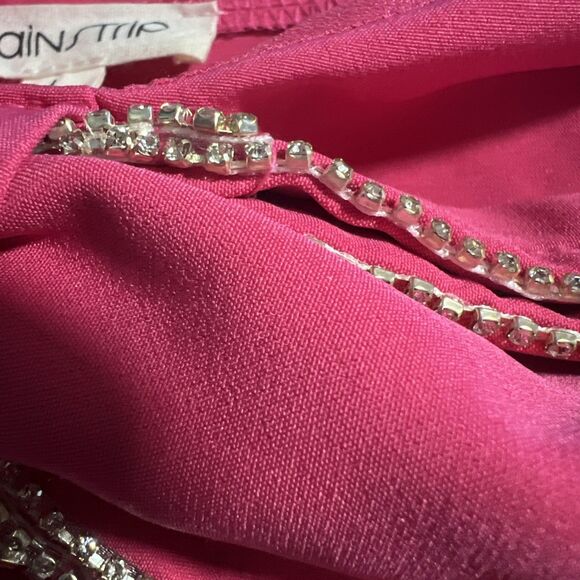 Main Strip Crop Top Womens L Pink Bow Rhinestones Romantic Feminine 90s Y2k - Picture 8 of 9